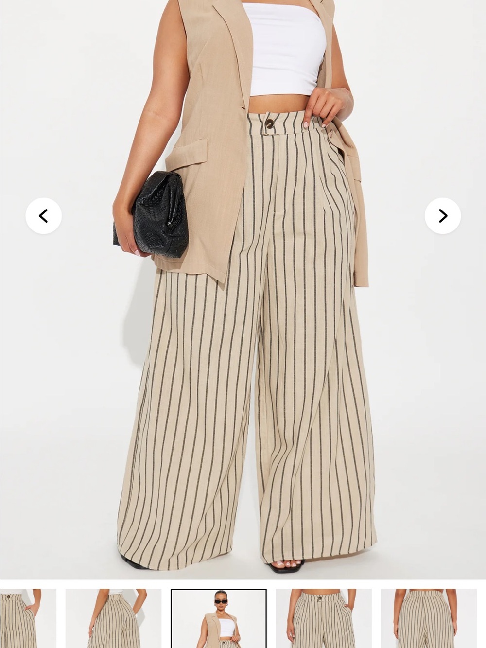 Fashion Nova High-Waist Wide-Leg Striped Pants - Cream & Black - Picture 4 of 9